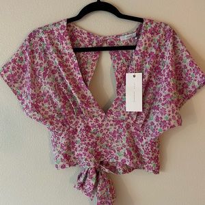 Lush pink floral blouse